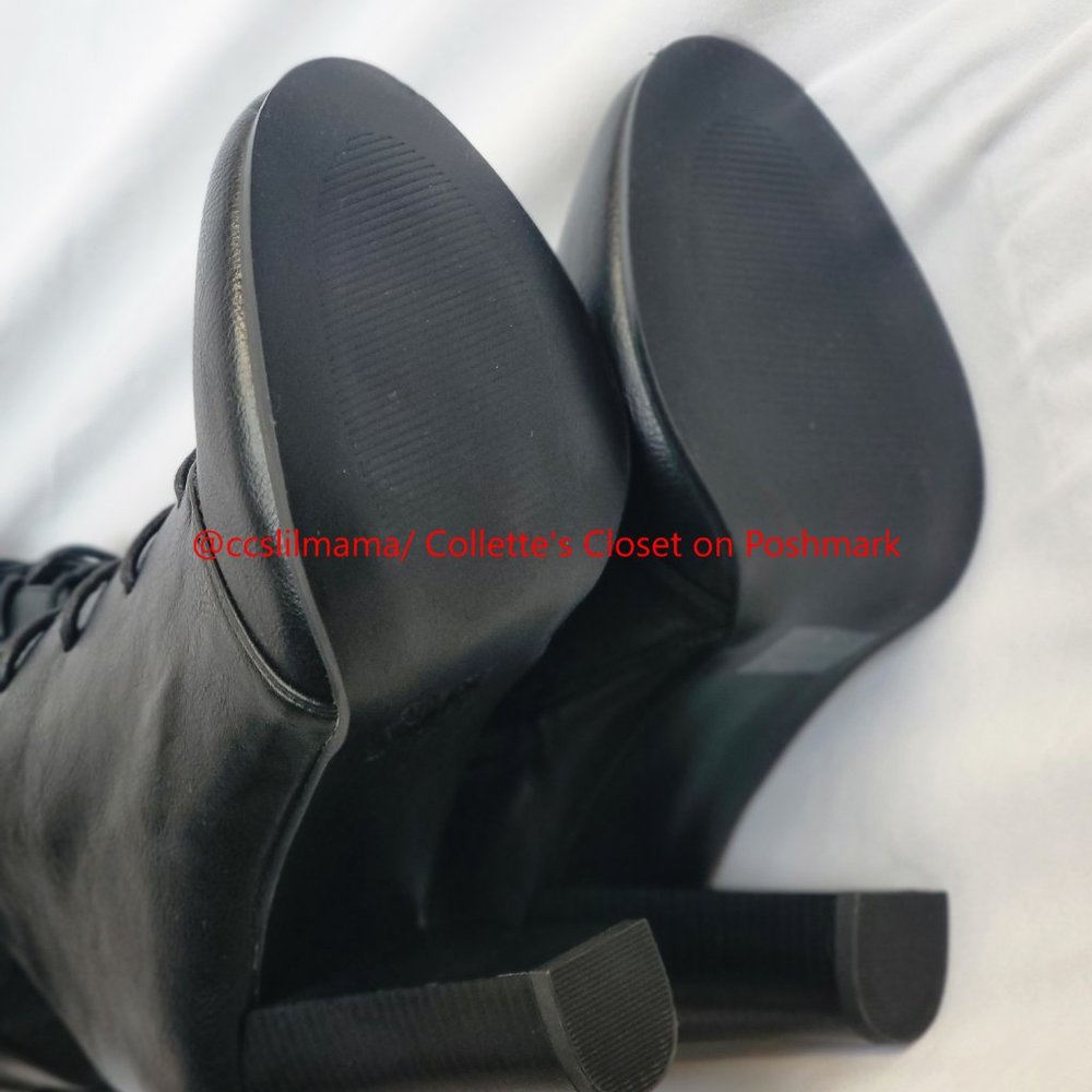 Venus Black Lace Up Tall Knee High Boots - Size 9 EUC - Picture 9 of 12
